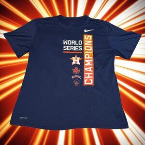Nike Houston Astros World Series Champions T-Shirt Mens XXL Navy Dri-Fit MLB Bas